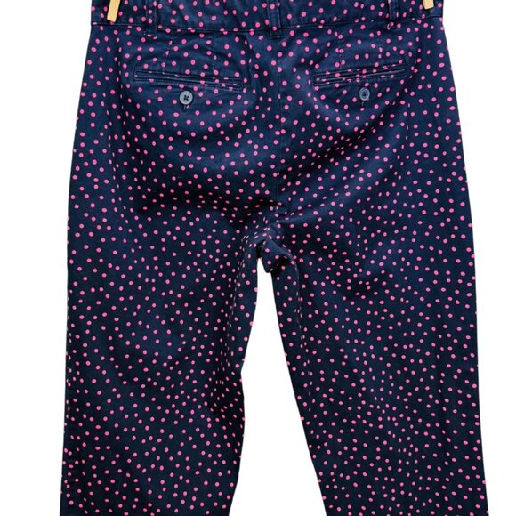 Talbots Women Weekend Chino Navy Blue Pink Polka Dot Relaxed Fit Size 10 - Picture 7 of 13
